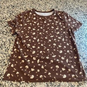 No boundaries womens XL (15-17) shirt brown mushroom short‎ sleeve ribbed shirt